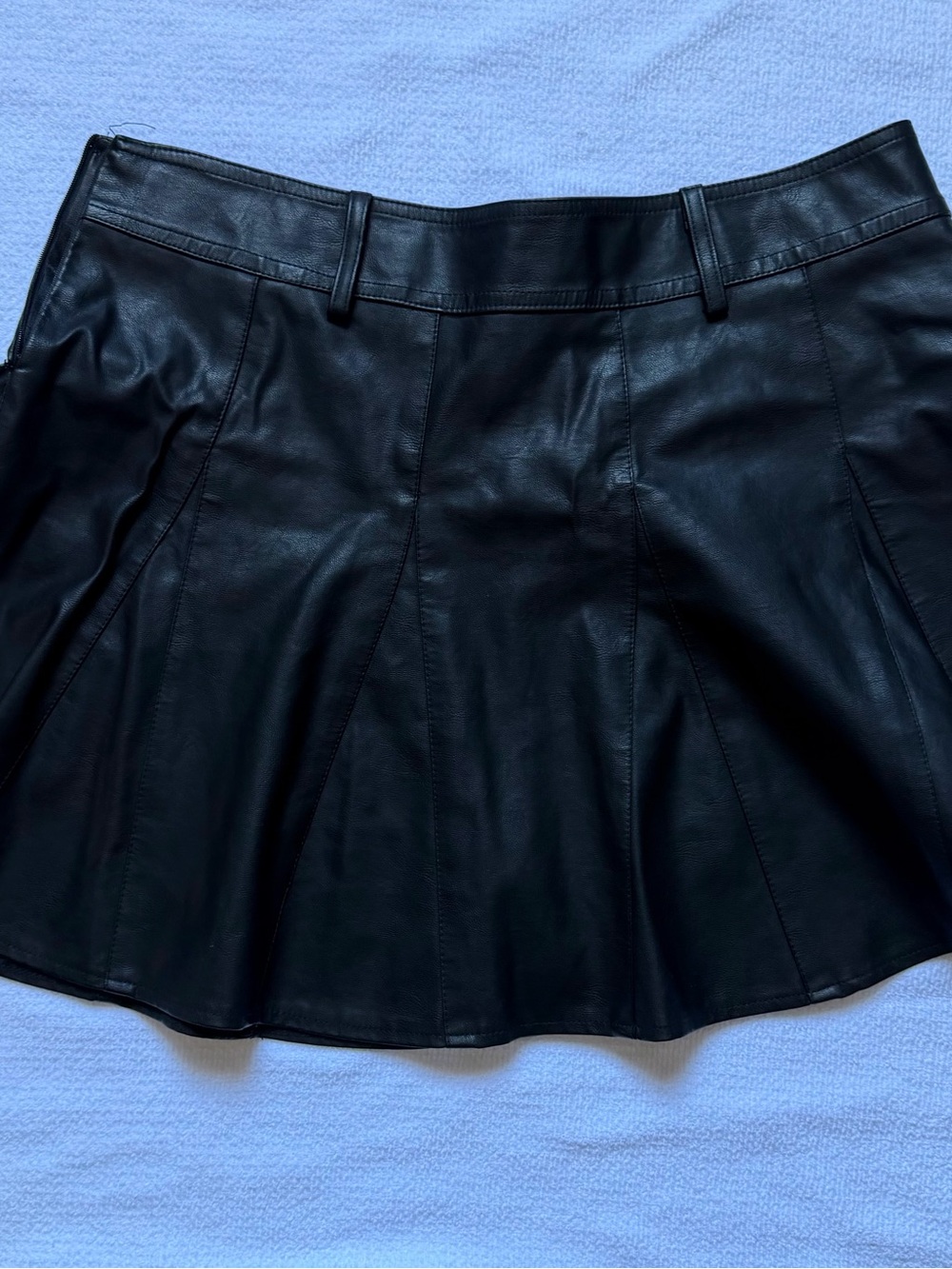 Faux Black Leather Circle Skirt - Women's Flared Skater Style